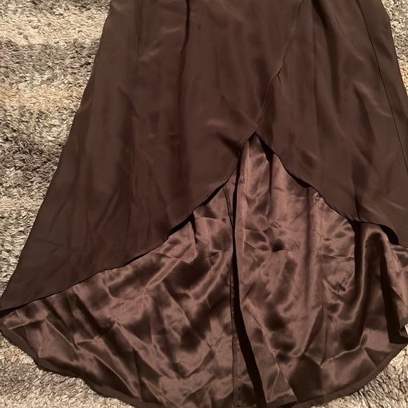 Reformation Rosalina Brown Long Sleeve High Slit Dress NWT - Picture 7 of 12